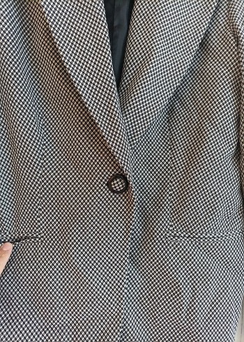 m Beden gri Renk Düğmeli Gri Klasik Kesim Kadın Blazer