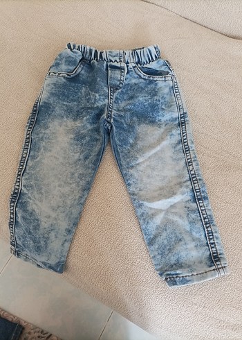 Erkek Çocuk Gri Mavi Bol Kesim Denim Pantolon