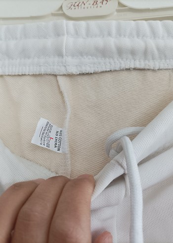 Beyaz Kadın Keten Rahat Kesim Sweatpant - Görsel 5