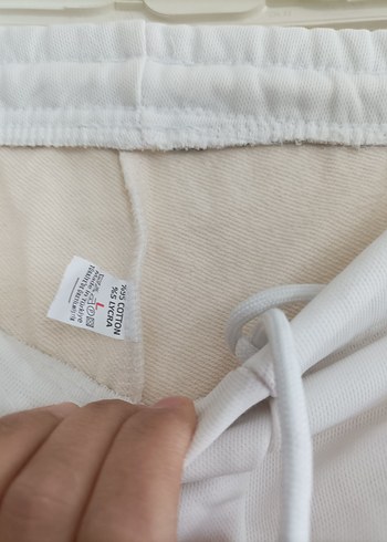 Beyaz Kadın Keten Rahat Kesim Sweatpant - Görsel 6