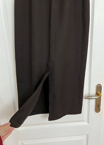 Düğmeli Kahverengi Uzun Kadın Etek - Görsel 2