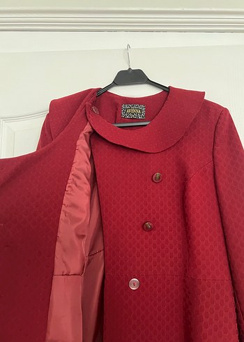 Bordo Uzun Kadın Pardesü Drapeli Yaka - Görsel 2