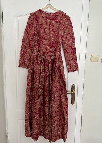 Bordo Desenli Kadın Elbise - Görsel 3