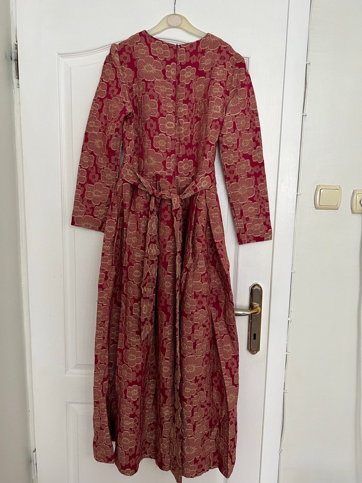 Bordo Desenli Kadın Elbise - Görsel 3