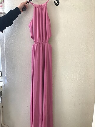 Pembe uzun elbise