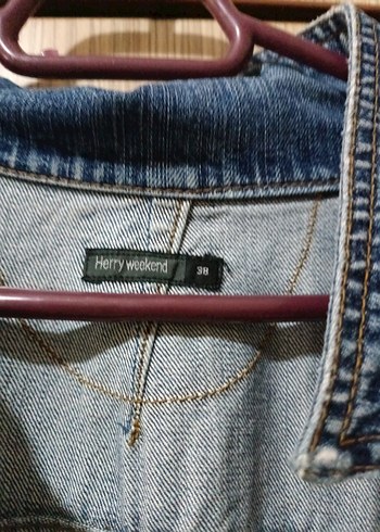 38 Beden Düğmeli Mavi Kadın Denim Ceket