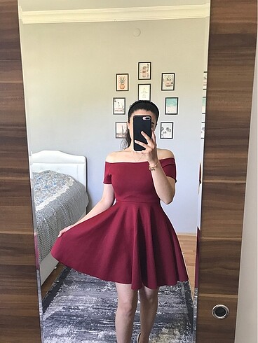 xs Beden bordo Renk Elbise