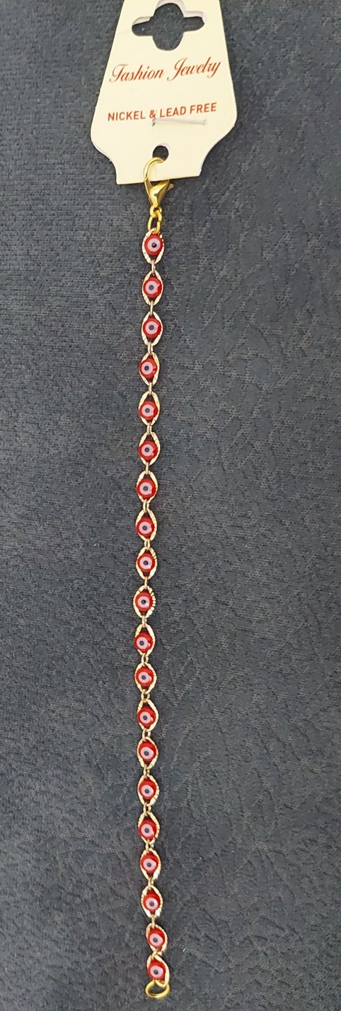 Kırmızı İşlemeli Zincir Detaylı Kadın Bileklik - Görsel 4