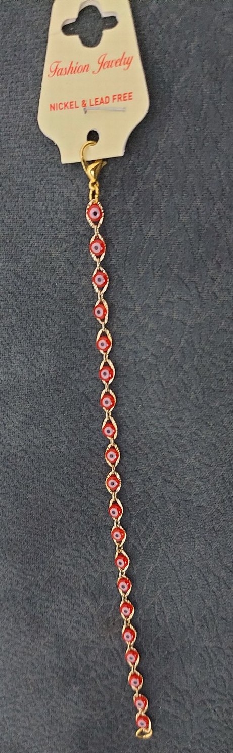 Kırmızı İşlemeli Zincir Detaylı Kadın Bileklik - Görsel 2