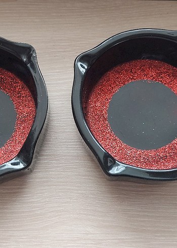 Kırmızı Siyah Parlak Vazo ve Dekoratif Set - Görsel 2