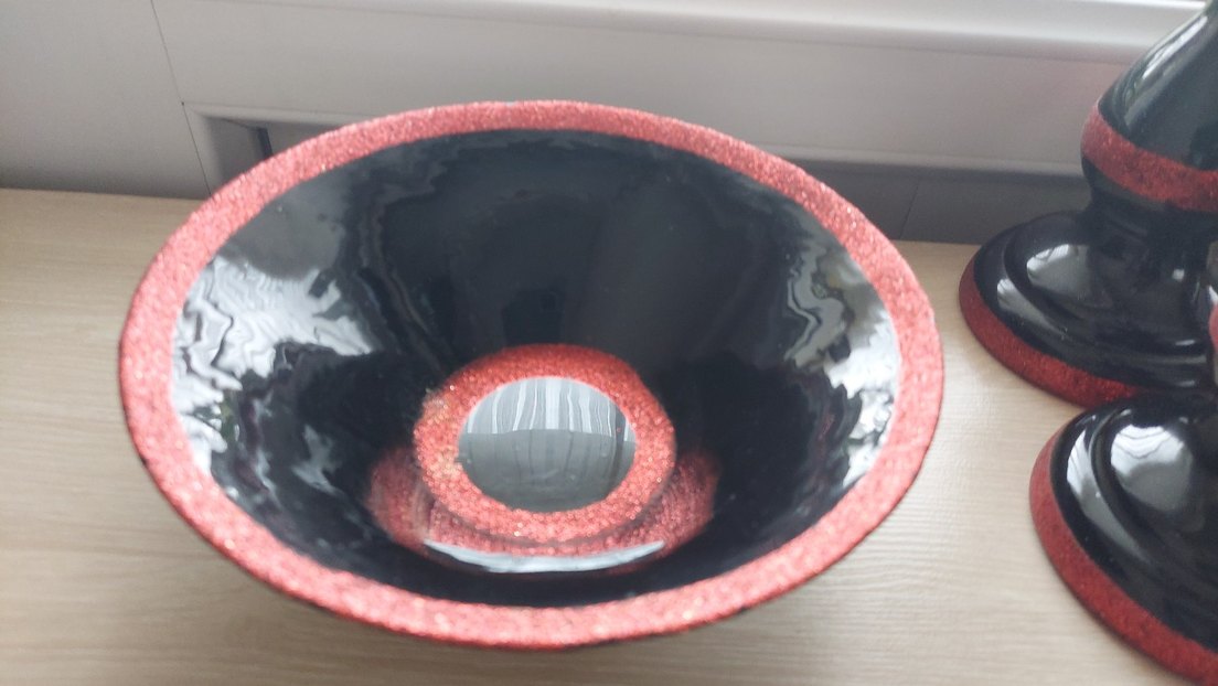 Kırmızı Siyah Parlak Vazo ve Dekoratif Set - Görsel 4