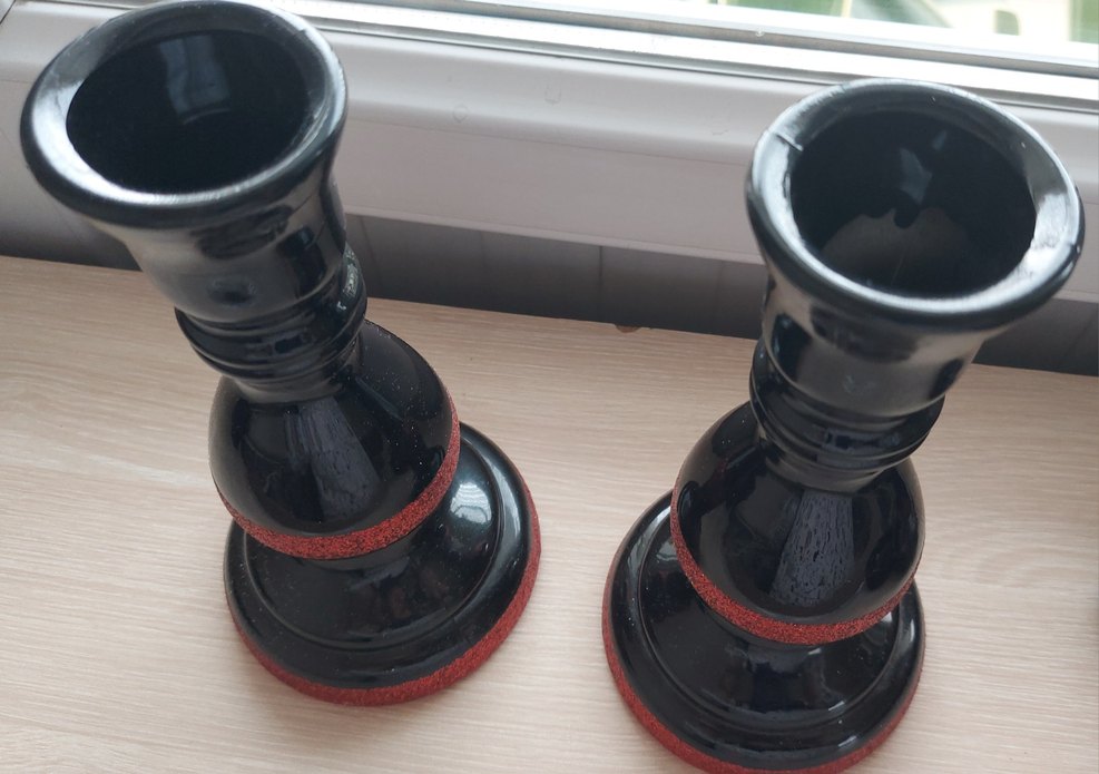 Kırmızı Siyah Parlak Vazo ve Dekoratif Set - Görsel 3