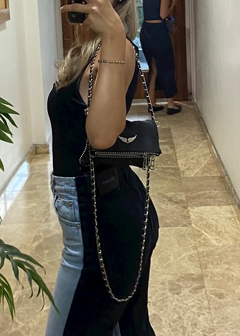 Zadig Voltaire Zincir Detaylı Siyah Deri Çanta