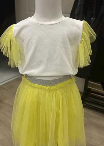 Kız Çocuk Sarı Tül Detaylı Elbise - Görsel 2