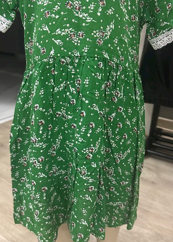 Yeşil Dantelli Bohem Kız Elbise - Görsel 3