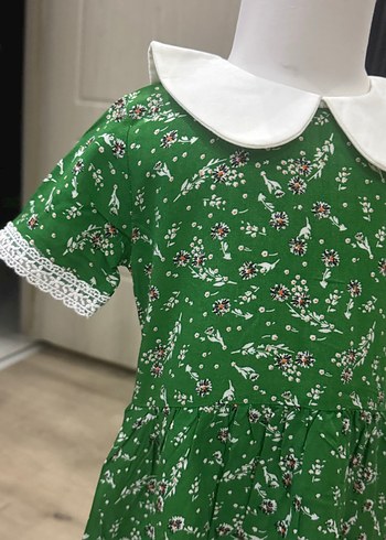 Yeşil Dantelli Bohem Kız Elbise - Görsel 4