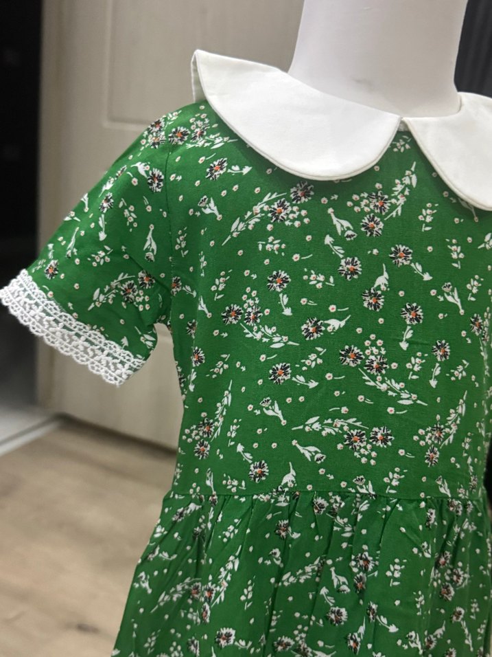 Yeşil Dantelli Bohem Kız Elbise - Görsel 4