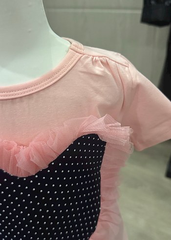 Kız Çocuk Pembe Fırfırlı Kısa Kollu Tişört - Görsel 4