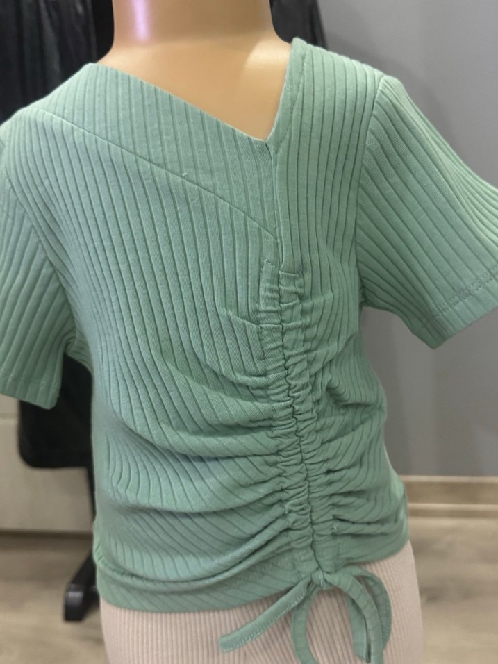 Kız Çocuk Bej Pilili Salaş Pantolon - Görsel 4