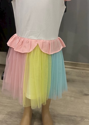 Kız Çocuk Renkli Fırfırlı Elbise - Görsel 2