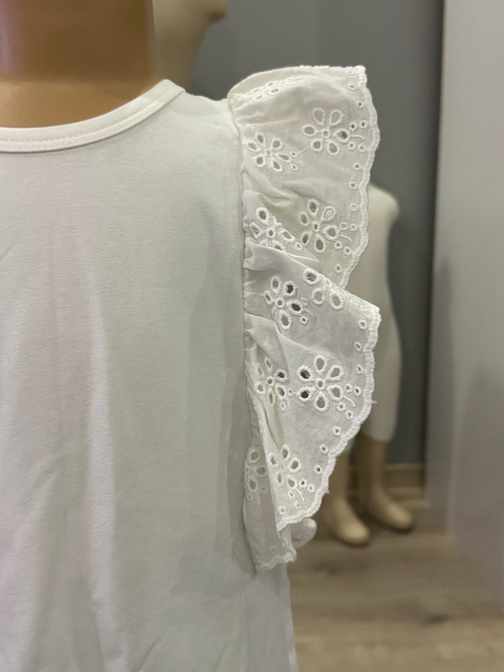 Kız Çocuk Beyaz Fırfırlı Bluz - Görsel 5