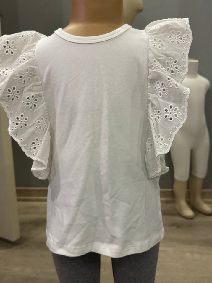 Kız Çocuk Beyaz Fırfırlı Bluz - Görsel 3