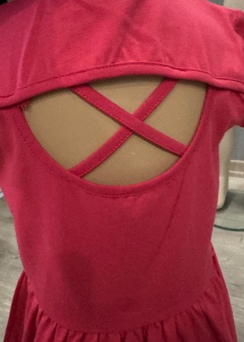 Kız Çocuk Kırmızı Kısa Kollu Elbise - Görsel 5