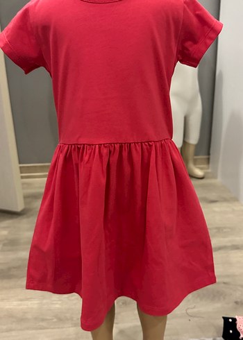Kız Çocuk Kırmızı Kısa Kollu Elbise - Görsel 2