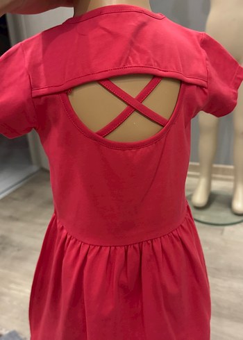 Kız Çocuk Kırmızı Kısa Kollu Elbise - Görsel 4