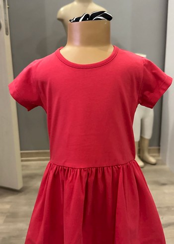Kız Çocuk Kırmızı Kısa Kollu Elbise - Görsel 3