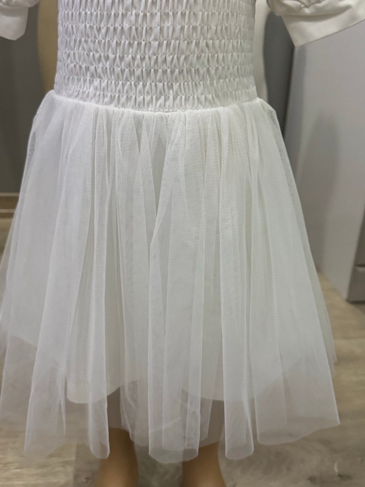 Kız Çocuk Beyaz Pamuklu  Elbise 4 yaş tır etiket 3 olabil - Görsel 2