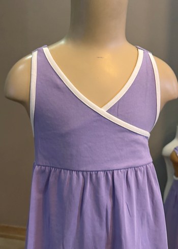 Kolsuz Mor Pamuklu Kız Elbisesi - Görsel 3