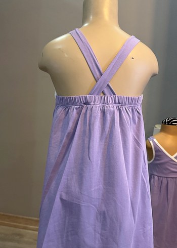 Kolsuz Mor Pamuklu Kız Elbisesi - Görsel 4