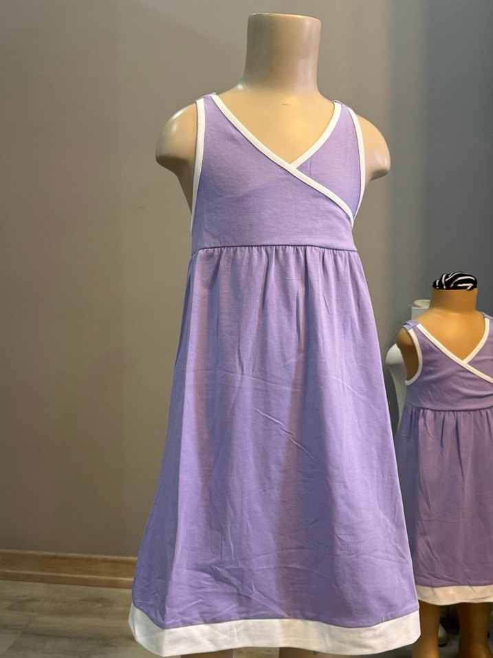 Kolsuz Mor Pamuklu Kız Elbisesi - Görsel 2