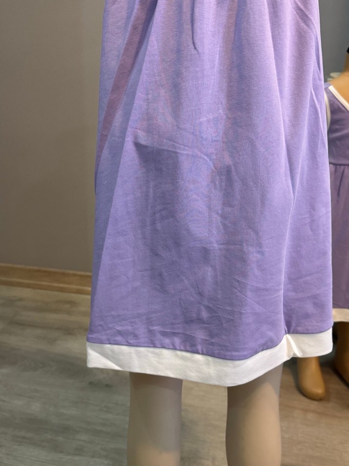 Kolsuz Mor Pamuklu Kız Elbisesi - Görsel 5