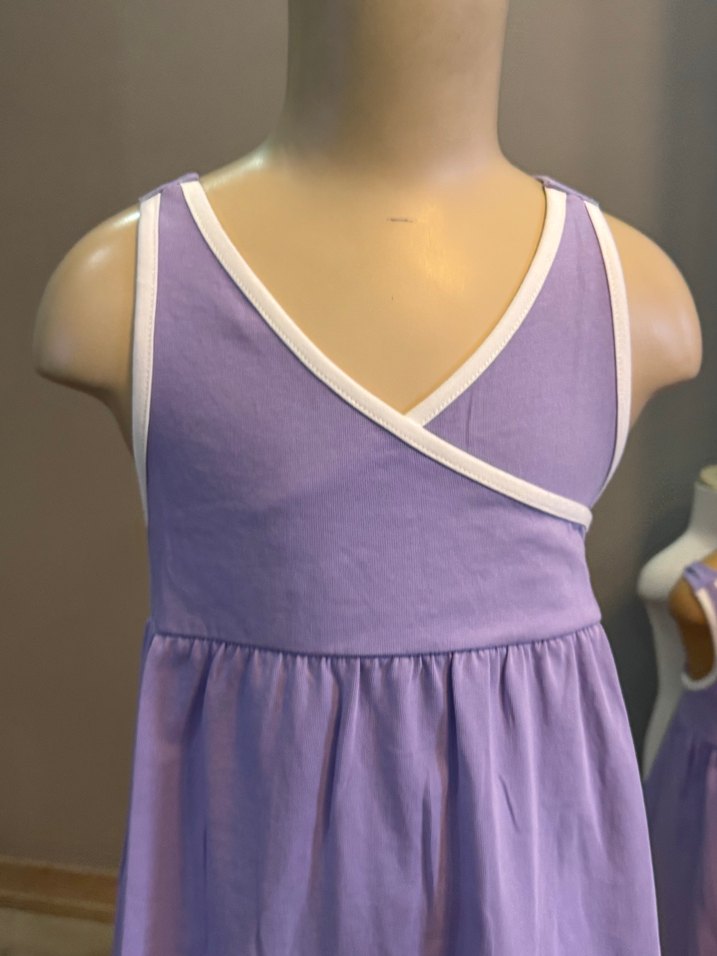 Kolsuz Mor Pamuklu Kız Elbisesi - Görsel 3