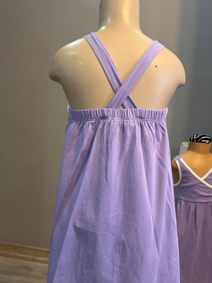 Kolsuz Mor Pamuklu Kız Elbisesi - Görsel 4