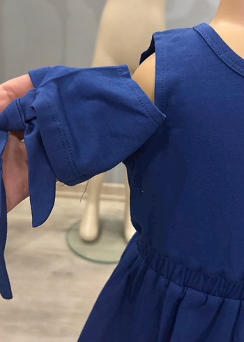 Fırfırlı Mavi Kız Çocuk Elbise - Görsel 4