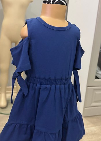 Fırfırlı Mavi Kız Çocuk Elbise - Görsel 2