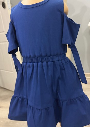 Fırfırlı Mavi Kız Çocuk Elbise - Görsel 3