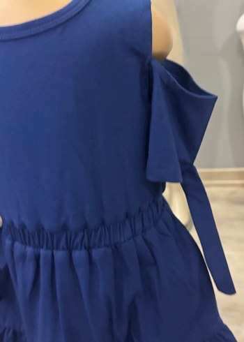 Fırfırlı Mavi Kız Çocuk Elbise - Görsel 5