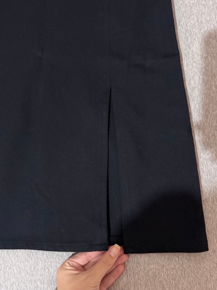 Siyah Düz Midi yırtmaçlı etek - Görsel 2