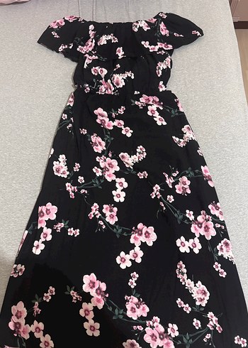 Uzun Boy Çiçekli Straplez Hamile Elbisesi - Görsel 2