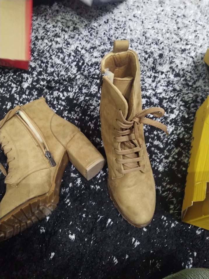 Kadın Süet Bağcıklı Topuklu Kahverengi Bot - Görsel 3