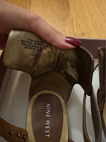 36 Beden kahverengi Renk Nine West Kahverengi Deri Sandalet