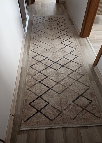 Bej siyah Kareli Modern Halı - Görsel 2