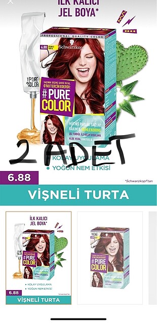 2 tane vişneli turta rengi saç boyası