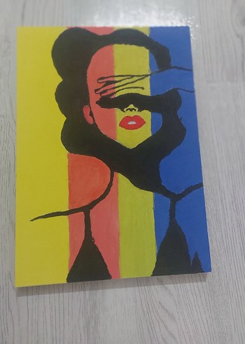  Beden Çok Renkli Modern Kadın Portresi Tablosu