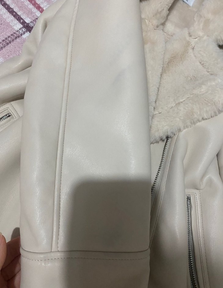 Kürklü Bej Süet Kadın Ceket - Görsel 3