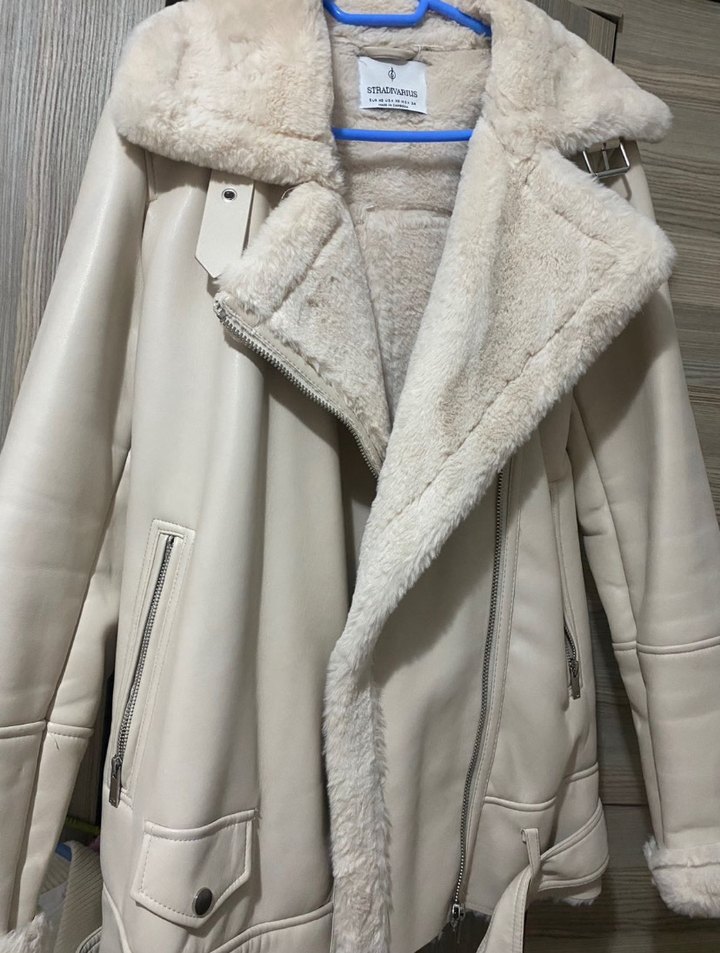 Kürklü Bej Süet Kadın Ceket - Görsel 2